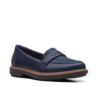 Clarks Women's Raisie Jump Loafer, Navy Leather, 2.5 UK