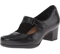 CLARKS Women's Rosalyn Wren Pump, Black Leather, 7.5 W US