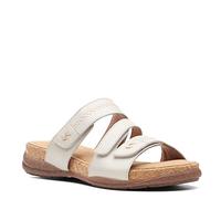 Clarks Women's Roseville Bay Flat Sandal, White Leather, 8 UK