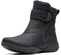 Clarks Women's Roseville Boot Warmlined Waterproof Ankle, Black Leather, 6 UK