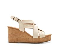 Sabina Sling Cream Leather Wedges Clarks White 7-Standard Fit