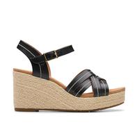 Clarks Women's Sabina Strap Sandal, Black Leather, 4 UK