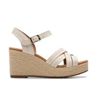 Clarks Women's Sabina Strap Sandal, Cream Leather, 6 UK