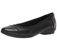 Clarks Women's Sara Bay Ballet Flat, Black Leather, 8 UK
