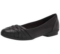 Clarks Women's Sara Clover Ballet Flat, Black Leather, 5.5 UK