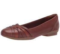 Clarks Women's Sara Clover Ballet Flat, Mahogany Leather Combi, 8 UK