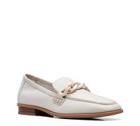 Clarks Women's Sarafyna Iris Dress Loafer, White Leather, 11