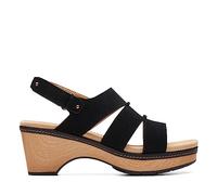 Clarks Women's Seannah Glow Wedge Sandal, Black Suede, 5 UK