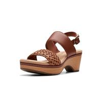 Clarks Women's Seannah Step Wedge Sandal, Tan Leather, 9 UK
