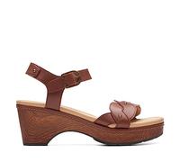 Clarks Women's Seannah Way Wedge Sandal, British Tan Leather, 8.5 UK