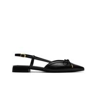 Clarks Women's Sensa15 Bow Black Leather Ballet Pumps, Sling Back Flat | Size: 4/Standard Fit
