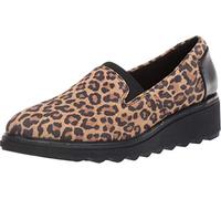 Clarks Women's Sharon Dolly Loafer, Tan Leopard Suede, 4 UK