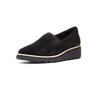 Clarks Women's Sharon Dolly Sneaker, Black Suede W Dark Tan World, 6.5 UK