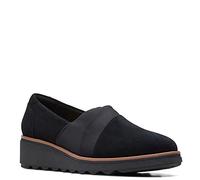 Clarks Women's Sharon Pump Loafer, Black Suede, 7 UK