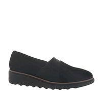 Clarks Women's Sharon Pump Loafer, Black Suede, 7 UK