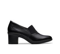 Clarks Womens Shaya Tess Black Leather Slip Ons,Heels