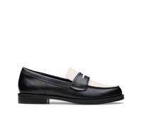 Clarks Women's Straven Edge Black Combination Leather Slip Ons, Loafers | Size: 7.5/Standard Fit
