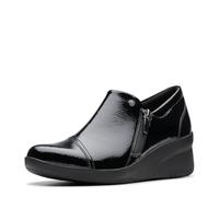 Clarks Women's Suttyn Zip Loafer, Black Crinkle Patent Synthetic, 2.5 UK