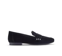 Clarks Womens Tamna Strap Black Suede Loafers,Slip Ons