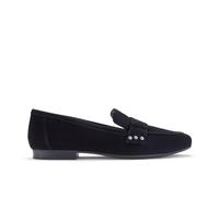 Clarks Womens Tamna Strap Black Suede Loafers,Slip Ons