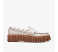 Clarks Womens Torhill Penny Cream Interest Loafers Leather Casual