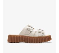 Clarks Womens Torhill Slide Cream Interest Sandals - White - Size UK 5.5