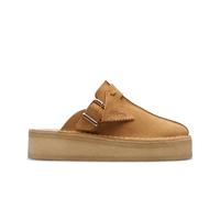 Clarks Women's Trek Wedge Mule Mid Tan Suede Mules in Brown | Size: 7.5/Standard Fit