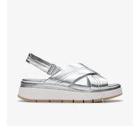 Clarks Womens Tuscan Cross Silver Leather Sandals - Size UK 3