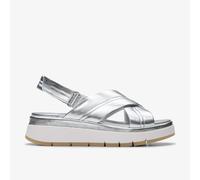 Clarks for woman. 26181472 Tuscan Cross leather sandals (37.5), Silver, 3 to 5 cm, Velcro, Casual