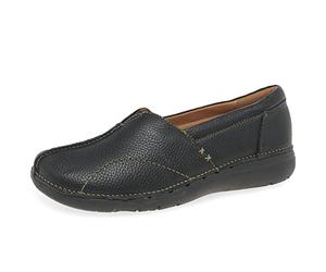Clarks Women's Un Loop Stride Loafers, Black Black Leather, 3.4 UK