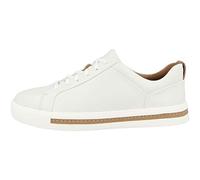CLARKS Womens Un Maui Lace Sneaker, White Leather, Size 7 Wide