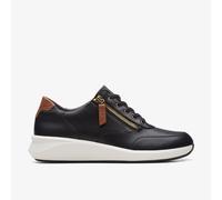 Clarks Womens Un Rio Zip Black Leather Trainers - Size UK 5