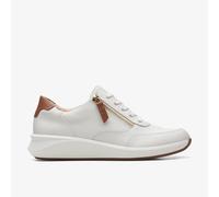 Clarks Womens Un Rio Zip Sneaker, White Leather, 6 UK