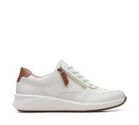 Clarks Womens Un Rio Zip Sneaker, White Leather, 6 UK