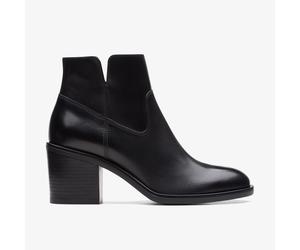 Clarks Womens Valvestino Lo Black Leather Boots - Size UK 7