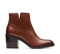 Clarks Women's Valvestino Lo Dark Tan Leather Ankle Boots in Brown | Size: 7/Standard Fit