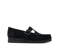 Clarks Womens Wallabee EVO Bar Black Suede T Bar Shoes,Wallabee