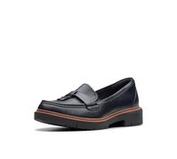 Clarks Women's Westlynn Bella Loafer, Navy Leather, 11 Wide