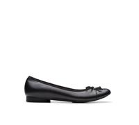 Clarks Womens Wide Fit Loreleigh Rae Leather Bow Ballet Pumps, Black, Size 3, Women Black
