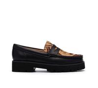 Clarks Womens Yukoner Penny Black Combination Leather Loafers,Slip Ons