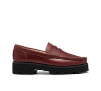 Clarks Womens Yukoner Penny Mahogany Leather Loafers,Slip Ons