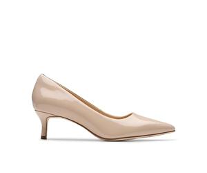 Clarks Womens Zarey Court Sand Patent Court Shoes,Slip Ons,Heels