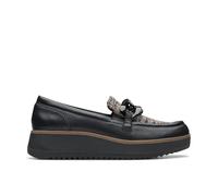Clarks Women's Zylah May Loafer, Black Combi Textile Leather, 6 UK