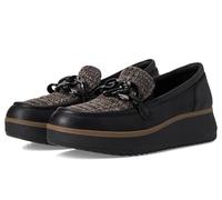 Clarks Women's Zylah May Loafer, Black Combi Textile Leather, 8.5 UK