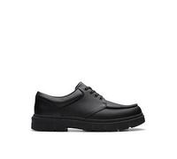 Clarks Youth Lorcam Edge Lace Leather School Shoe, Black, Size 8 Older Black