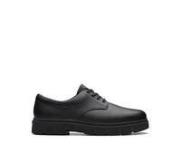Clarks Youth Lorcam Loop Lace Leather School Shoe, Black, Size 3 Older Black
