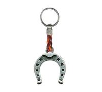 Claro Schmuck Key Ring Holder Pendant Horseshoe on a Beautiful Leather Band - a very special jewellery which brings luck, 8 cm plus Ring 2,5cm