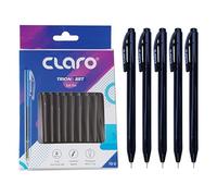 CLARO Trion SRT Retractable Ballpoint Pens, BLACK, Fine Point (0.7mm), Pack of 10, Smooth Ball Pens, Perfect for School Office Home Everyday Use