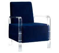clarox upholstered velvet accent chair in blue