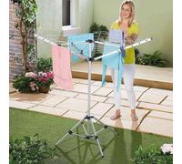 Clarsen Free Standing Airer With 16M Drying Line, Cloth Airer With Push Button Folding Design, Aluminium Frame, 1M² Footprint